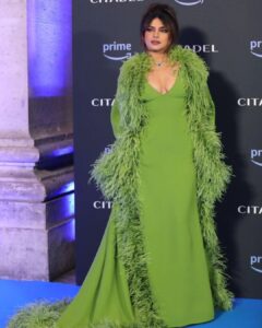 Priyanka Chopra wore a marabou feathered Valentino robe and outfit