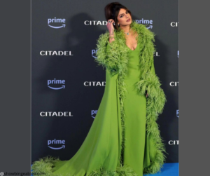 Priyanka Chopra wore a marabou feathered Valentino robe and outfit