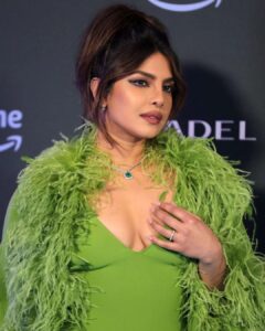 Priyanka Chopra wore a marabou feathered Valentino robe and outfit