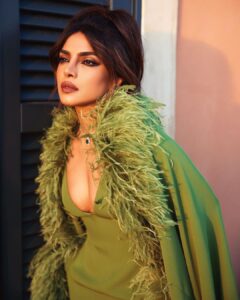 Priyanka Chopra wore a marabou feathered Valentino robe and outfit