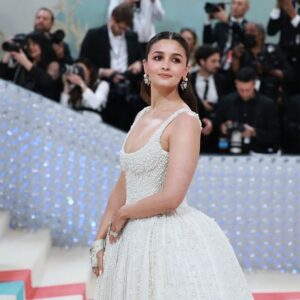 Alia Bhatt debuted at the Met Gala in pearls and a Karl Lagerfeld-inspired fingerless glove