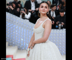 Alia Bhatt debuted at the Met Gala in pearls and a Karl Lagerfeld-inspired fingerless glove