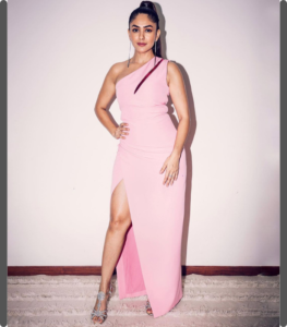 Mrunal Thakur Wears A Rs. 74K Thigh-High Slit One-Shouldered Pink Gown