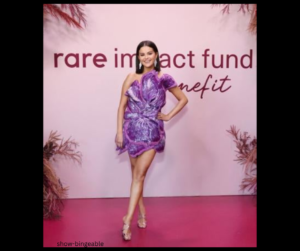 Selena Gomez s Purple Iris Dress