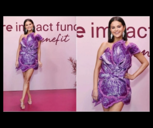 Selena Gomez s Purple Iris Dress